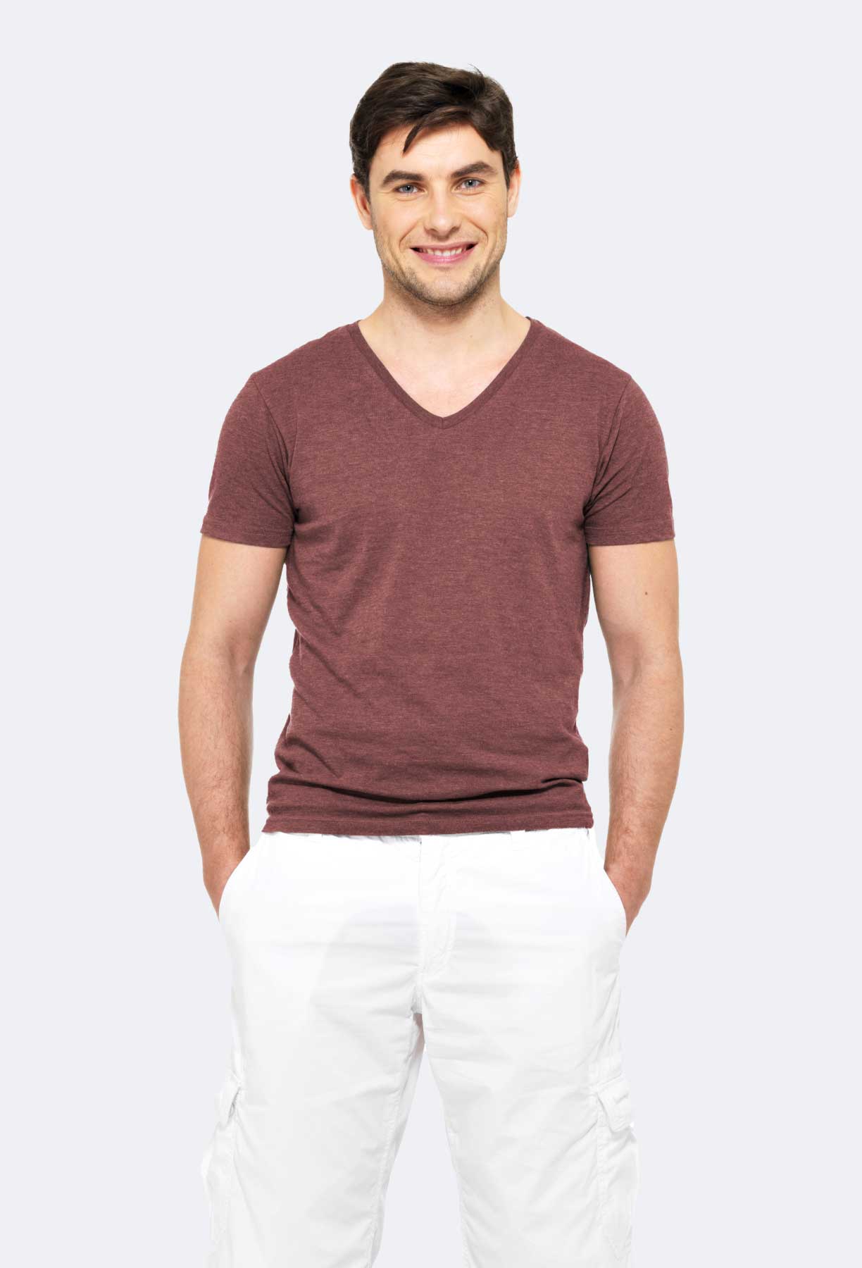 V Neck Short Sleeve Combed Cotton Men's T-shirt